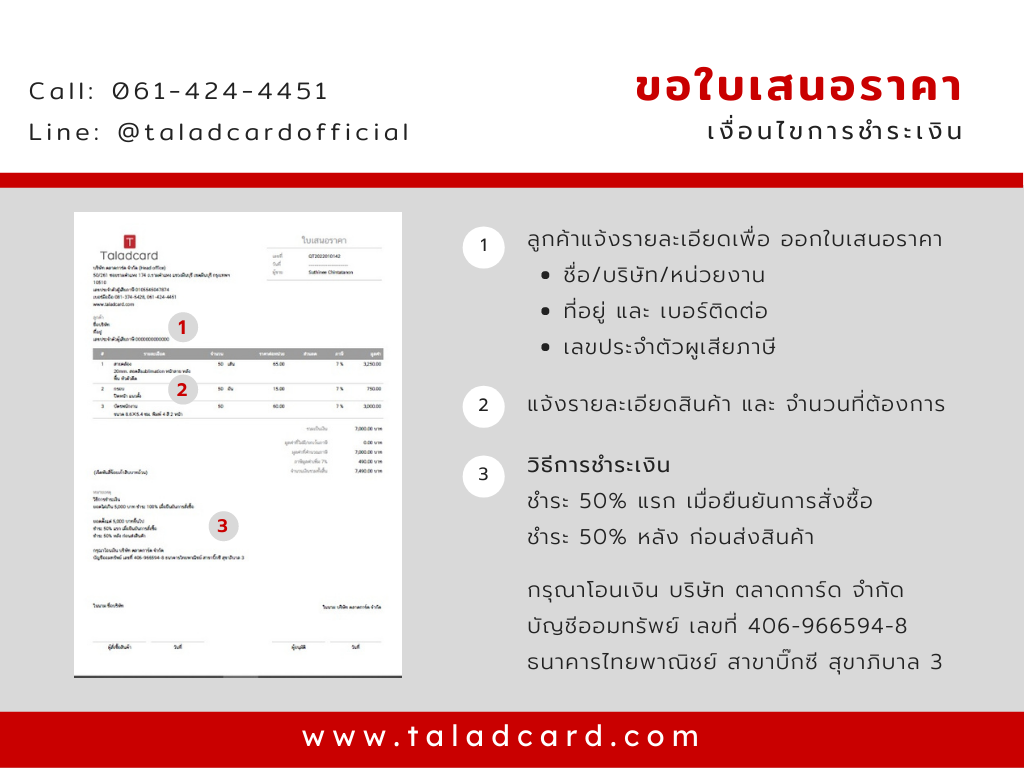 info graphic Request quotation ขอใบเสนอราคา ตลาดการ์ด