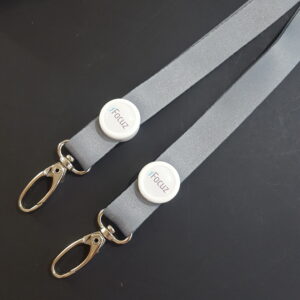 สายคล้องบัตรพนักงาน สายห้อยบัตร สอดสี พิมพ์ซับลิเมชั่น สีเทา