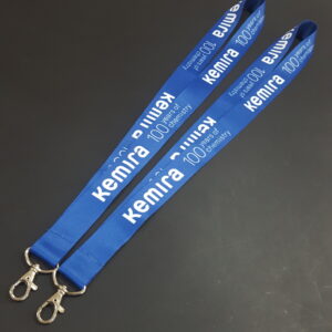 รับทำ สายคล้องบัตรสกรีนชื่อ สายห้อยคอ สอดสี พิมพ์ซับลิเมชั่น สีน้ำเงิน