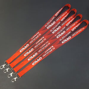 รับผลิต สายคล้องบัตรพนักงาน สายห้อยบัตร สอดสี พิมพ์ซับลิเมชั่น สีแดง