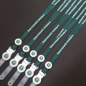 สายคล้องคอ สายคล้องบัตร สีเขียว สกรีนชื่อ โรงพยาบาล ใส่โลโก้ ตรากระทรวงสาธารณสุข