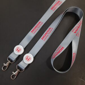 สายคล้องคอบัตรพนักงาน HONDA สีเทา โรงงาน สายคล้องบัตร สายห้อยป้าย สรีนชื่อ สอดสี พิมพ์ซับลิเมชั่น