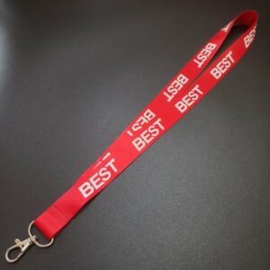 สายคล้องสกรีนชื่อ BEST สายคล้องใหญ่กว้าง 25 มม. สีแดง