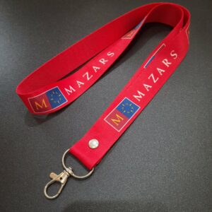 สายคล้องสกรีนชื่อ สายคล้องใหญ่กว้าง 25 มม. สีแดง