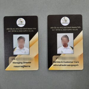 ออกแบบบัตรพนักงาน พลาสติกแข็ง PVC พิมพ์สีดำทอง ใส่โลโก้และชื่อบริษัท